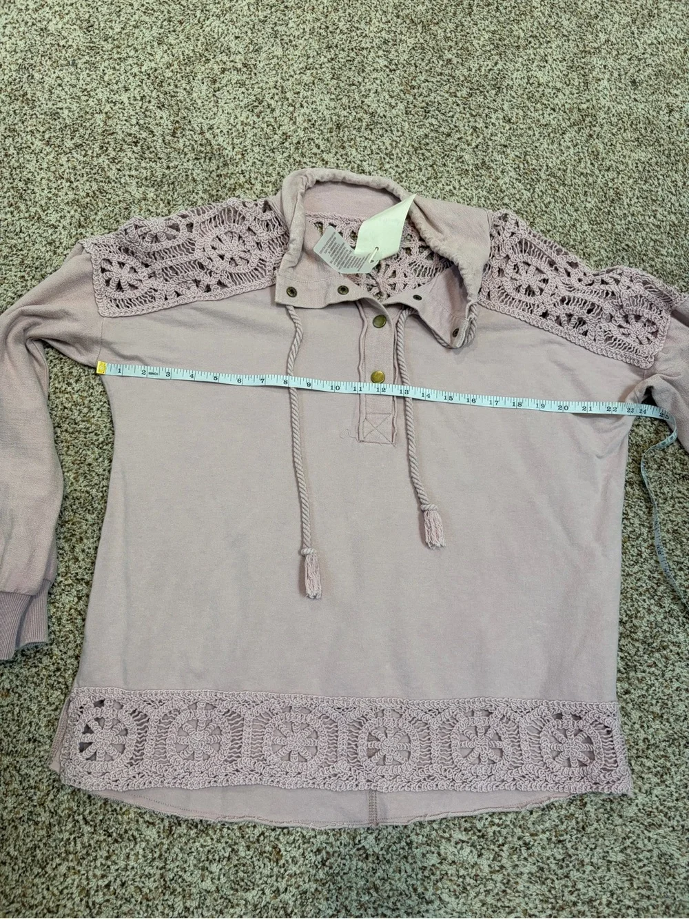 Hem & Thread Lace Trim Pullover Hoodie - Dusty Rose NWT - Picture 4 of 7